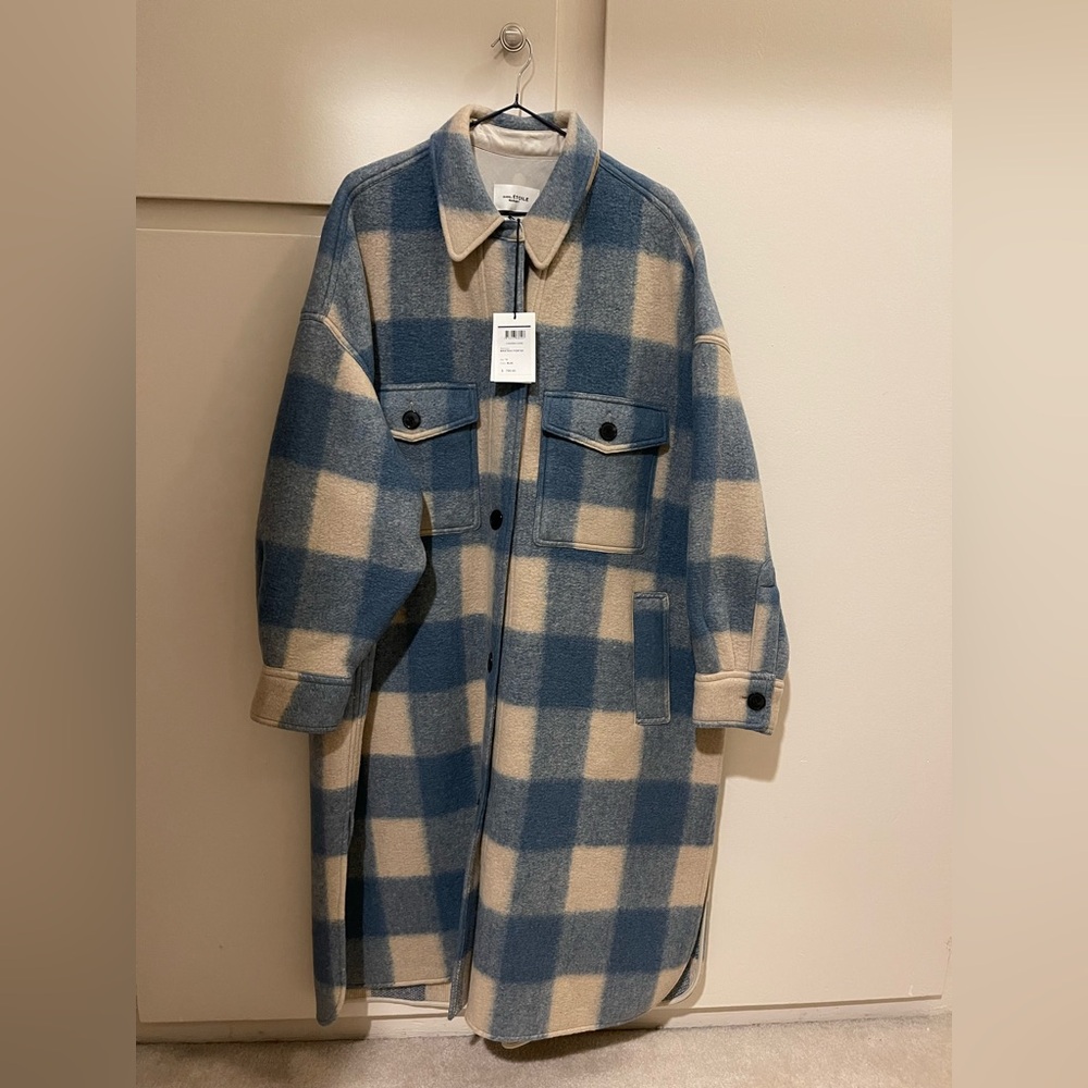 Isabel Marant Etoile Fontizi Plaid Jacket Blue
